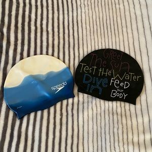 Speedo Blue and Black Swim Caps